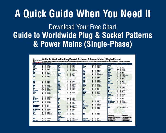 Download your Free Chart Guide to Worldwide Plug & Socket Patterns & Power Mains (Single-Phase)