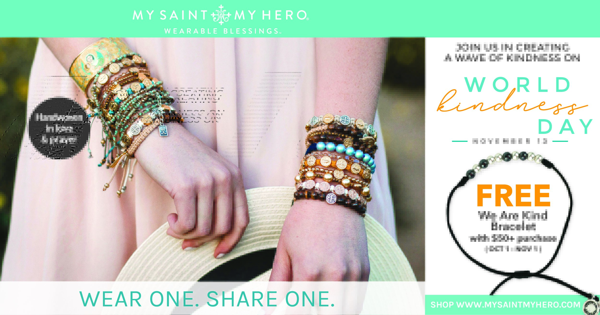 World Kindness Day - Free are kind bracelet with $50 purchase.